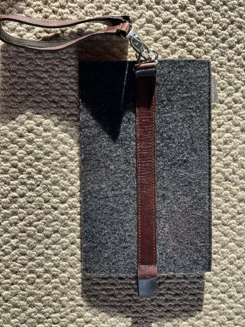 USED Graf & Lantz Wool and Leather Solo Wine Tote Gift Carrier READ